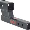 TOPTOW Trailer Receiver Hitch Extender Adapter 4" Drop/Riser, 8" and 10" Extension Length, 2" Shank, 7500lbs Towing Capacity, Matte Black
