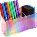 Magnetic Dry Erase Marker Holder - Non-Slip Acrylic Pen Organizer with Powerful Magnets for Whiteboard, Refrigerator, Office Desk, Classroom Supplies & Home Organization-colorful