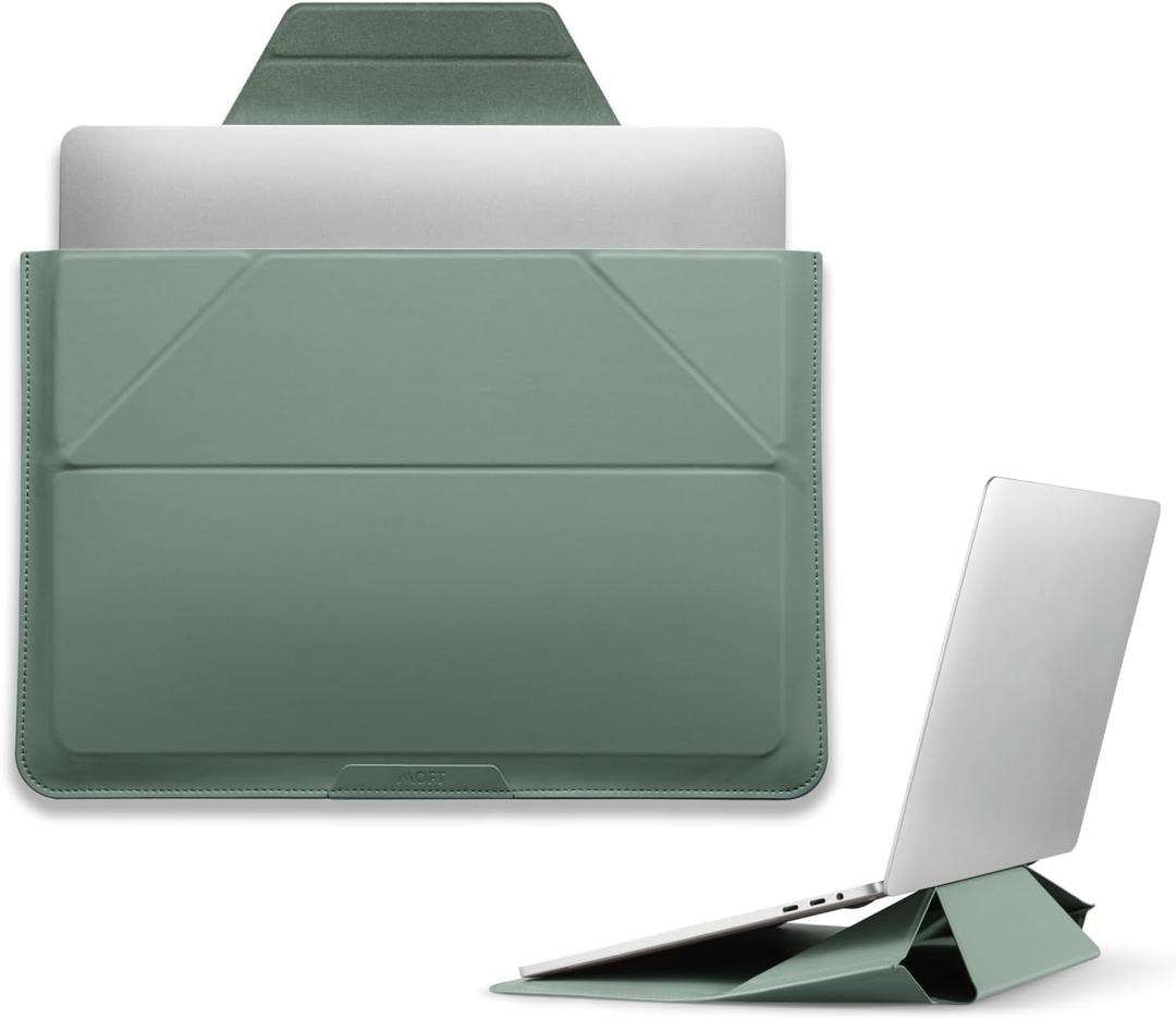 MOFT Laptop Carry Sleeve, 2-in-1 Laptop Bag & Stand for 13" MacBook Air/Pro, MacBook Neo & Dell/HP/Lenovo, Stylish Slim Computer Sleeve Bag with Expandable Storage for Computer Accessories, Seafoam