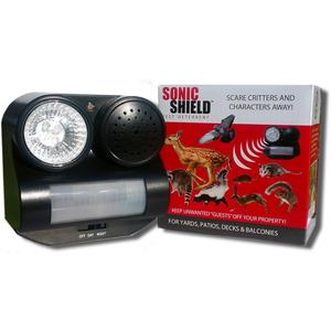 Bird B Gone Sonic Shield - Motion Activated Sonic Animal Repellent with Sound & Light - Outdoor Pest Deterrent for Birds, Squirrels, Cats, Dogs & Raccoons - Portable Yard, Patio & Garden Protection