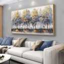 Wall Art Blue Tree Wall Decor Abstract Plant Canvas Print Painting Framed Artwork Home Decor For Living Room Bedroom Office Restaurant Wall Decorations 24x48 inch