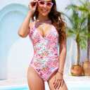 One Piece Swimsuit Women Tummy Control Bathing Suit Teen Girls Floral Modest Swim Suits Shapewear Slimming Swimwear (S)