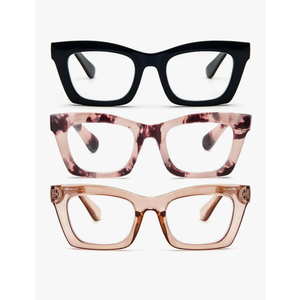 REAVEE Oprah Style Reading Glasses for Women, Blue Light Blocking Cute Oversized Square Computer Readers Spring Hinge