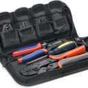 iCrimp Wire Crimping Tool Set with Wire Cable Stripper, Ratcheting Wire Crimper Tool with 5pcs Interchangeable Dies for Insulated and Non-insulated Connectors Terminal and End-sleeves Ferrule