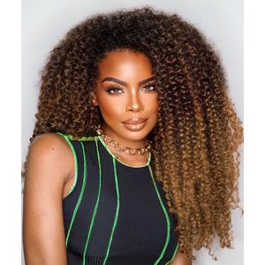 Afro Kinky Curly Crochet Hair Extension 3 Tones Ombre Brown Blonde Marlybob Jerry Curl Braiding Hair for Black Women Short Soft Synthetic Passion Twist Hair 6X (1B/30/27, 18 Inches)