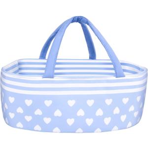 Aori Reborn Baby Dolls Bassinet - Baby Doll Carrier Bed Soft Doll Carrier Accessories with Handle for 17-22 Inches Newborn Girls (Blue)