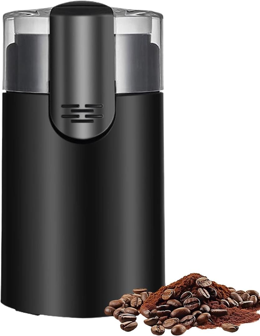 Coffee Grinder - Electric Stainless Steel Coffee Mill, Adjustable Grinding, Includes Cleaning Brush, High Speed Grinding Tool for Home, Kitchen, Cafe, Cold Brew, Travel, 9.2x9.2x17.2cm
