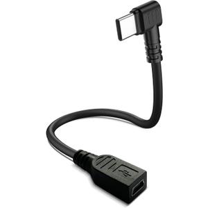USB-C Male to Mini USB Female Adapter, 90 Degree Converter for Dash Cam Hardwire Kit and More USB Devices (Only for Charging)