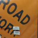 MorningRo 24 x 24 Inch Road Work Ahead Sign Aluminum Construction Site Signs for Hazard Area Engineer Grade Reflective Material Single Sided Entrance Sign Black and Orange