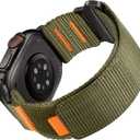 Rugged Nylon Band Compatible with Apple Watch Ultra 3/2/1 Band 49mm 46mm 45mm 44mm 42mm, Sport Loop Strap for iWatch Ultra Series 11/10/9/8/7/6/5/4/3/2/1 SE 3 2 1 (L, Army Green/Black)