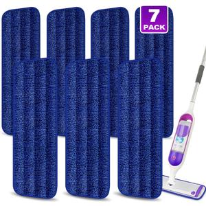7 Count Reusable Microfiber Mop Pads for Swiffer PowerMop- MEXERRIS PowerMop Refills Hard Wood Floor Mop Pads Machine Washable, Wet Dry Dust Mop Pads Replacement for 13''-15'' Spray Wet Mops