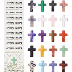 DUQGUHO Pocket Cross Mini Crystal Crosses Bulk 1 Inch Small Cross Shaped Crystals and Healing Stones Crystal Wall Decor Easter Decor, 20 PCS