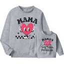 MNLYBABY Mommy and Me Valentines Outfits Valentines Day Sweatshirt Love Heart Mama and Mama's Valentine Matching Shirt, Size 90