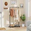 Sakugi Clothes Rack - Clothing Rack with Storage Mesh Shelf & Casters, Heavy-Duty Metal Clothing Rack for Hanging Clothes, Dresses, Coats, Large Load Capacity, Easy Assembly, Black, 28.0"x16.9"x59.0"