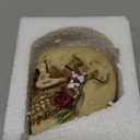 READAEER Human Skull with Rose Resin Statue Small Size Head Sculptures Skull Collectible Figurines