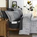 MaiRve Charcoal Grey King Comforter Set, Textured Design Grey Crinkle Bed in A Bag King Size, 7 Pieces Bedding Set for Men Women with Comforter, Sheets, Pillowcases & Shams 102"x 90"