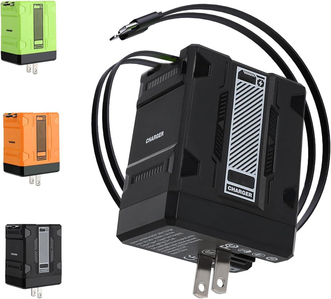 2-in-1 Compatible with 120w Fast Charger, 2025 New Retractable Wall Fasts Charging Power Adapter with All in One Foldable Plug, Multi-Functional Fast Smart Charger for Phone, Tablet, Laptops (Black)