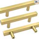 goldenwarm 10 Pack Gold Cabinet Handles 3 Inch Brushed Brass Drawer Pulls Brass Handles for Kitchen Cabinets - LS1212GD76 Gold Drawer Hardware Dresser Pulls Dresser Hardware, 5in Overall Length