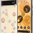 Unov Case for Pixel 6 Pro Case Clear with Design Soft TPU Shock Absorption Slim Embossed Flower Pattern Protective Back Cover (Daisy Blooms)