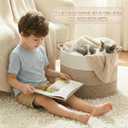 Artfeel 40L Large Cotton Rope Basket, Decorative Woven Blanket Storage for Living Room, Boho Toy Storage & Toy Box for Kids, Versatile Laundry Basket & Nursery Hamper for Blankets(Brown/Yellow)