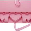Empty Mothers Day MOM Letter Shaped Gift Box Paperboard Flower Chocolate Packaging (MOM, Pink)