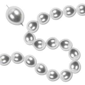 Silver Link Balloons, 60PCS Linking Balloons with Tail for Balloon Wall Arch and Chains, Quick Linkable Balloon for Wedding Birthday Baby Shower Engagement Graduation Party Decorations (6inch)