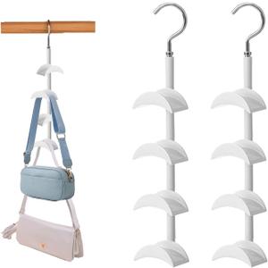 Purse Organizer Purse Organizer for Closet Purse Hanger-360 Rotation,Curved Design, No Fear of Deformation of The Bag StrapPremium and Smooth Purse Hook Closet (White 2 Pieces)