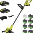SEYVUM String Trimmer, 20V 12-inch Cordless Weed Wacker with Auto Line Feed, 2 X 2.0Ah Battery Powered Lawn Edger with 8 Pcs Grass Cutter Spool Line, Fast Charger Included