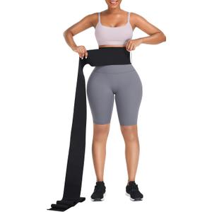 FeelinGirl Waist Trainer for Women Bandage Wrap Trimmer Belt Long Torso Tummy Wraps Belly Body Shaper Waist Trimmer Belt (One Size, Aa/Black - One Size)