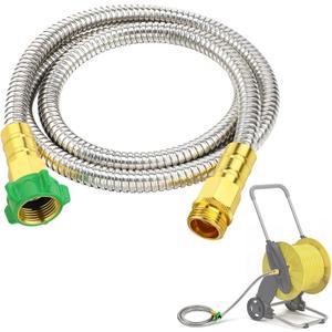 Male to Female Leader Hose for Hoses Reel - 5ft Leakproof Kink Free Short Garden Hose, Heavy Duty 304 Stainless Steel Flexible Water Pipe for Outdoor Garden Watering Car Pet Cleaning