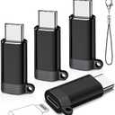 4 Pack Lightning to USB C Adapter, Apple Lightning Female to Type C Male Charging Converter, QC Charge Compatible with iPhone iPad Android -ONLY Charging & Data Transfer from Cellphone to Computer