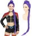 morvally Womens 47 Inches Purple Long Braided Ponytail Wig  Anime Cosplay Wigs for Women Halloween Costume Party (Purple, Adults)