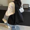 Large Hobo Shoulder Bag for Women Nylon Slouchy Bag Fashion Casual Draped Tote Bag