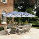 SUPERJARE 13FT Outdoor Umbrella for Patio, Double sided Pool Umbrellas with Fade Resistant Canopy, Large Table Umbrella for Deck, Market, Backyard - Blue & White Stripe