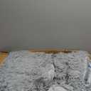 HOMBYS Oversized King Faux Fur Fluffy Comforter Set 120x120, 3 Piece Shaggy Plush Velvet Bedding Thick Comforter with Shams, Extra Soft and Warm,Light Grey