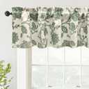 DriftAway Freda Jacobean Floral Linen Blend Blackout Thermal Insulated Energy Saving Privacy Window Linen Curtain Valance Rod Pocket 2 Layers Single 52 Inch by 14 Inch Plus 1.75 Header Loden Green