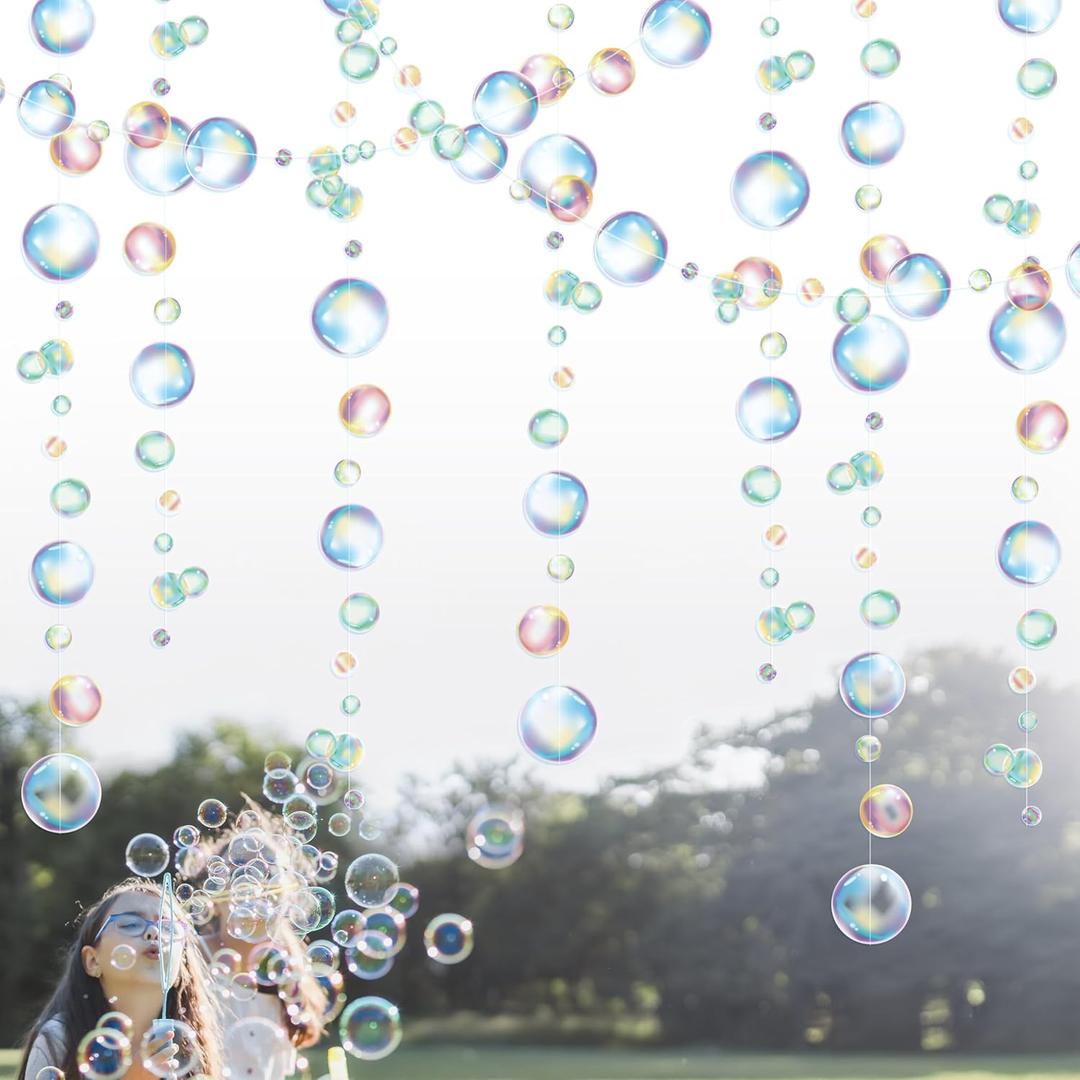 Cheerland Rainbow Bubble Garland Under The Sea Party Decorations Bubble Streamers Mermaid Birthday Backdrop Spongebob Decor Nautical Banner Hanging Underwater Ocean Beach Party Supplies - Pack of 10