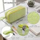 2 x Pencil Case Pouch, Soft Quilted Pen Bag with Zipper, Small Pencil Organizer, Cute Aesthetic School Supplies for Teen Girls Adults, 9.06" × 3.94" × 2.56"