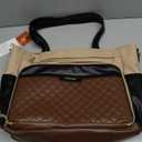 LOVEVOOK Teacher Tote Bag with Accordion File Pocket, Soft PU Leather Work Briefcase Quilted Laptop Bag with Large Cup Holder (15.6 inch, Apricot Coffee)