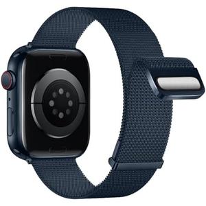 QOKNUL Compatible with Apple Watch Bands 49mm 46mm 45mm 44mm 42mm 41mm 40mm 38mm, Stainless Steel Mesh Loop Strap Magnetic Clasp Band for iwatch Series Ultra 3 2 SE 11 10 9 8 7 6 5 4,Women Men