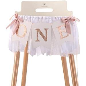 Rose Gold, Blush & White Highchair Banner - 1st Birthday Banner, One Highchair Banner, One Banner 1st Birthday, 1st Birthday Highchair Banner, 1st Birthday Party Decoration