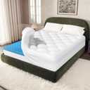 OhGeni Cooling 5 lnch Queen Size Dual Layer Mattress Topper, 3 Inch Egg Crate Gel Memory Foam, 2 Inch Pillow Top Pad, Bedroom Essentials Mattresses Cover, Extra Comfortable Sleep and Back Pain Relief