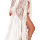 Women's Lace Floral Dress Loose Kaftan Boho Roomy Kimono Beach Cover Up Dresses