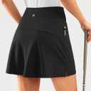 SANTINY 16" Golf Skorts Skirts for Women Zipper Pockets Women's High Waisted Tennis Skirt Athletic Skort (Black, S)