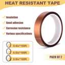 2 x 2 Rolls 10mm x 33m (108FT) Heat Resistant Tape, High Temperature Adhesive Heat Transfer Tape for Sublimation Heat Press Electronic Soldering Masking, No Residue
