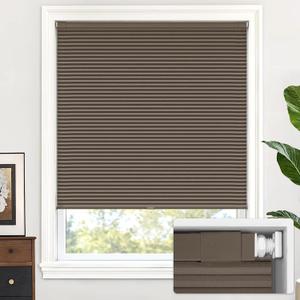 LazBlinds Cordless Cellular Shades, No Tools No Drill Blackout Honeycomb Shades Pleated Blinds for Windows, 35 1/2" W x 64" H, Dark Coffee