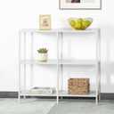 31.5 Inch Metal Console Table with 3 Tier Strage Shelves,Narrow Entryway Table,Modern Sofa Tables for Entryway, Living Room,Bedroom,White, 31.5×9.84×29.53in