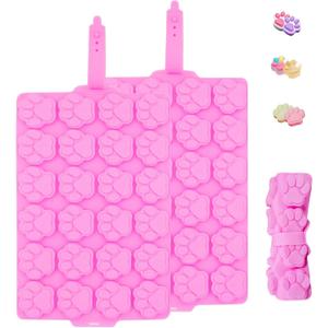2 PCS Silicone Molds,Dog Treat Molds for Baking,Non-Stick Gummy Molds,Silicone Dog Paw Molds for Chocolate, Candy,Pudding, Jelly,Ice Cube,Biscuits,Puppy Dog Treats Mold