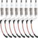 41-110 Iridium Spark Plugs and M8-48322 Spark Plug Wires Compatible with Chevy Silverado Suburban Avalanche Express GMC Cadillac Escalade Yukon Sierra Savana 5.3 6.0L 6.2L V8 LS Truck MCCKLE (8 Set)
