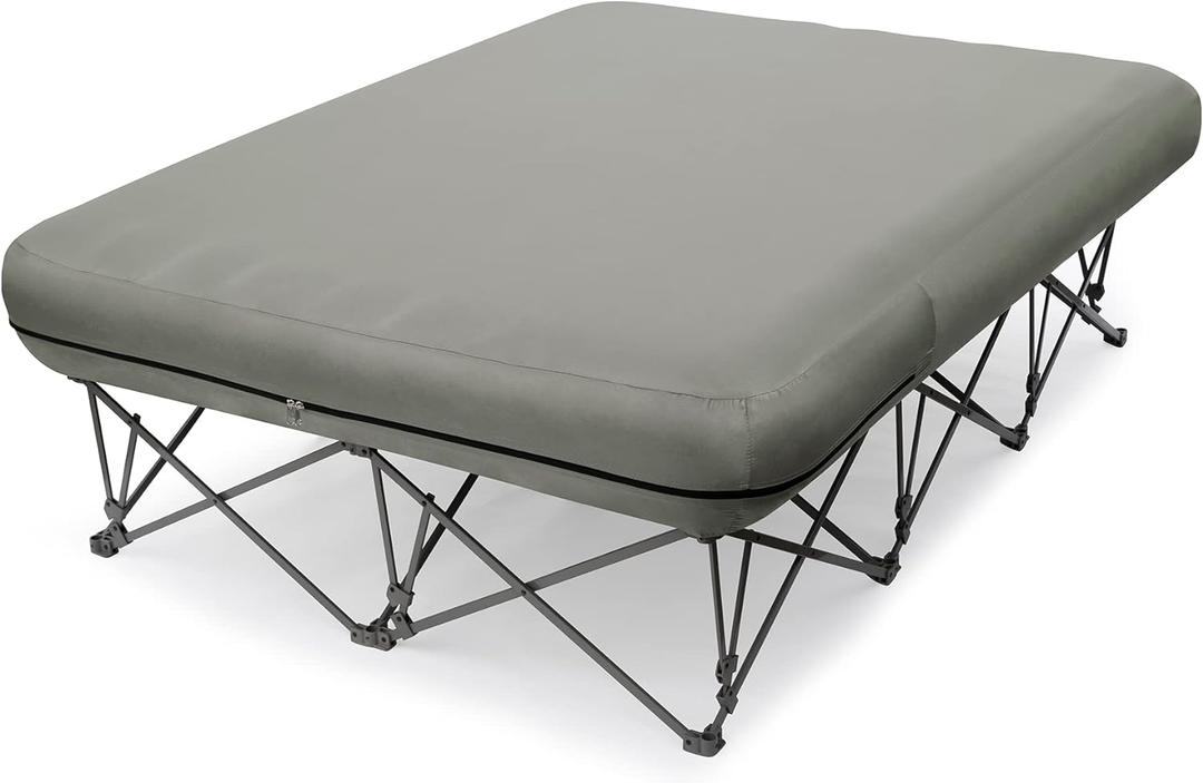 KAMPKEEPER Camping Cot,Camping Cots for Adults,Folding Camping Cot with Inflatable Air Mattress and Carry Bag,for Outdoor Travel Camp Beach Vacation (not Included The Airpump), Queen